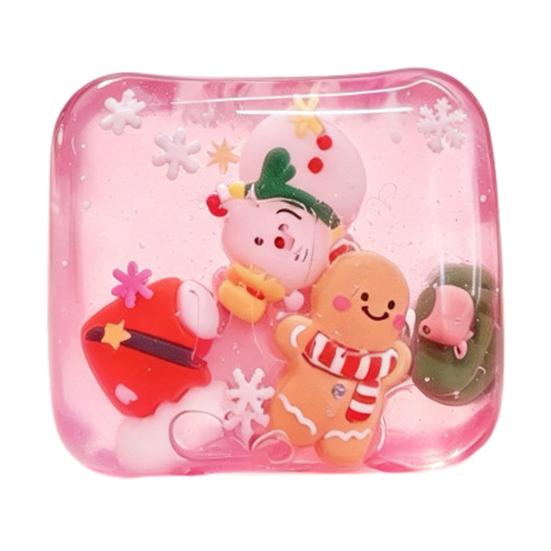 Stress Relieving Squishy Toys Christmas Relief Toy with Internal Dolls, Transparent Soft Maltose Squeezable Cube Sensory Fidget Toy, Portable