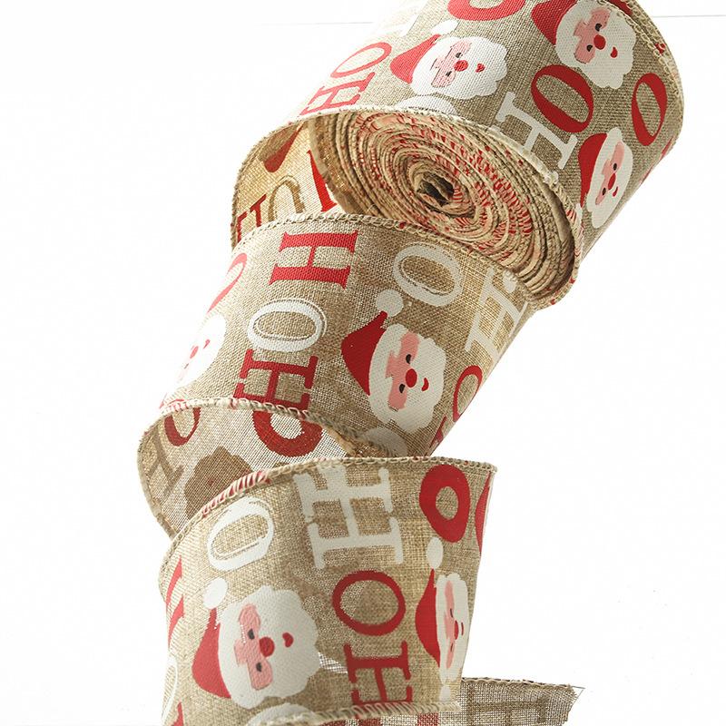 10yards 6cm Wide Printed Rib Band Christmas Style Ribbon Hand Bow Wrapped Ribbon Christmas Decorative Ribbon Gift Box Packaging