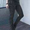 Women Pants Drawstring Eyelet Punk Ladies Slim-fitting High Stretch Pencil Pants for Sports