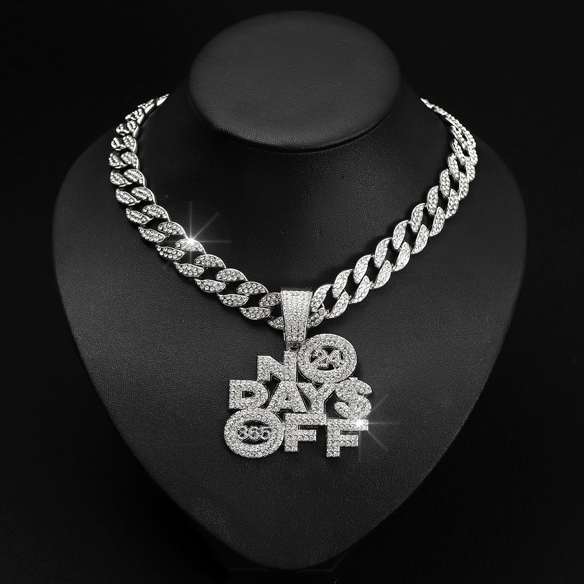 

Stylish Alloy Hip Hop Cuban Chain NODAYSOFF Diamond Pendant Necklace