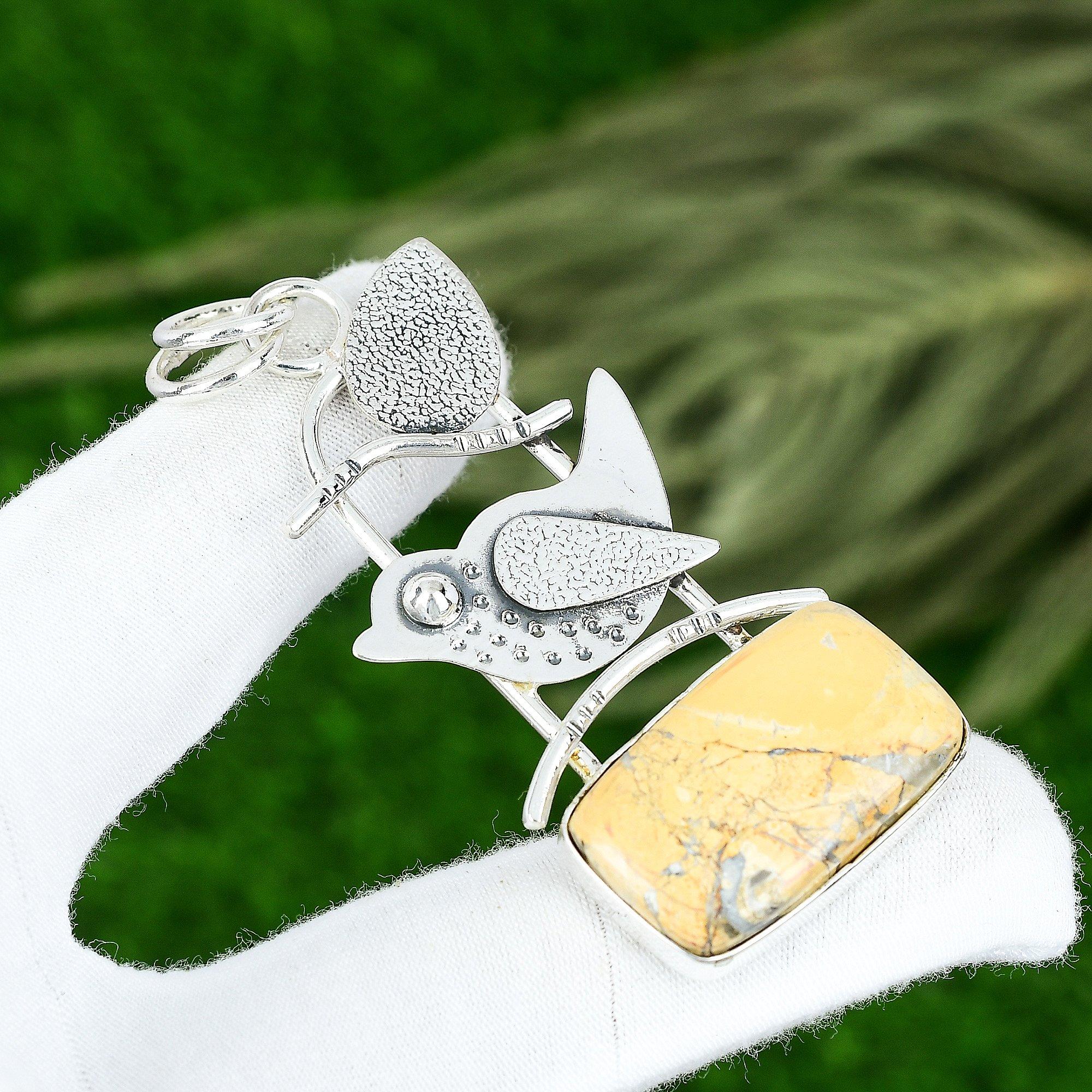 

925 Silver Maligano Jasper Stone Bezel Unique Daughter Anniversary Boho Pendant