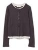 Ray Beams Women's L/S TEE RIB Layered Cardigan, Gray Free