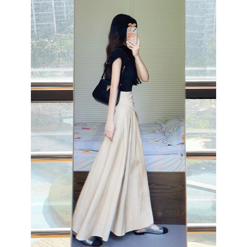 Pear-Shaped Body Irregular Skirt for Women, New Summer Style for Plus-Size Girls, High-Waisted Slimming Mid-Length A-Line Skirt