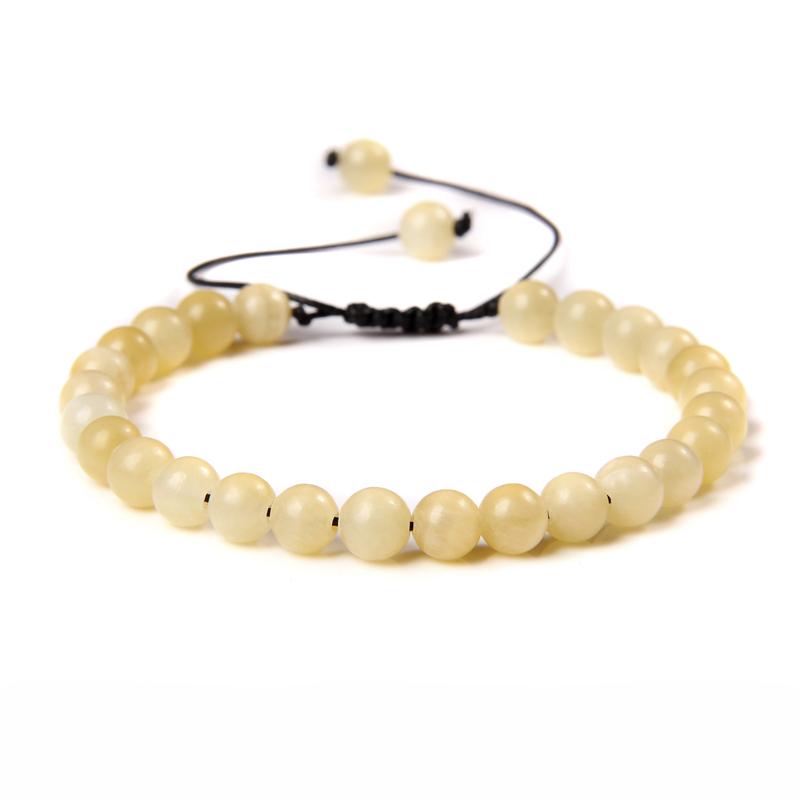 Natural Stone 6mm Beads Bracelet Adjustable Rope String Braided Bracelets For Women Men Amethysts Red Agates Lava Beaded Bangles
