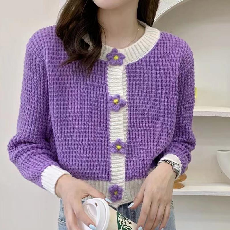 Women's Soft Chic French-Inspired Niche Knit Cardigan Jacket Spring Japanese Retro Lazy Vibe Sweater Outerwear