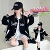 Girls' Stylish 2025 Spring/Autumn Baseball Jacket - Fashionable and Casual Top for Big Kids