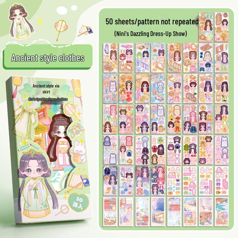 Princess Dress-Up Sticker Set for Girls - Cute Cartoon Themed Stickers