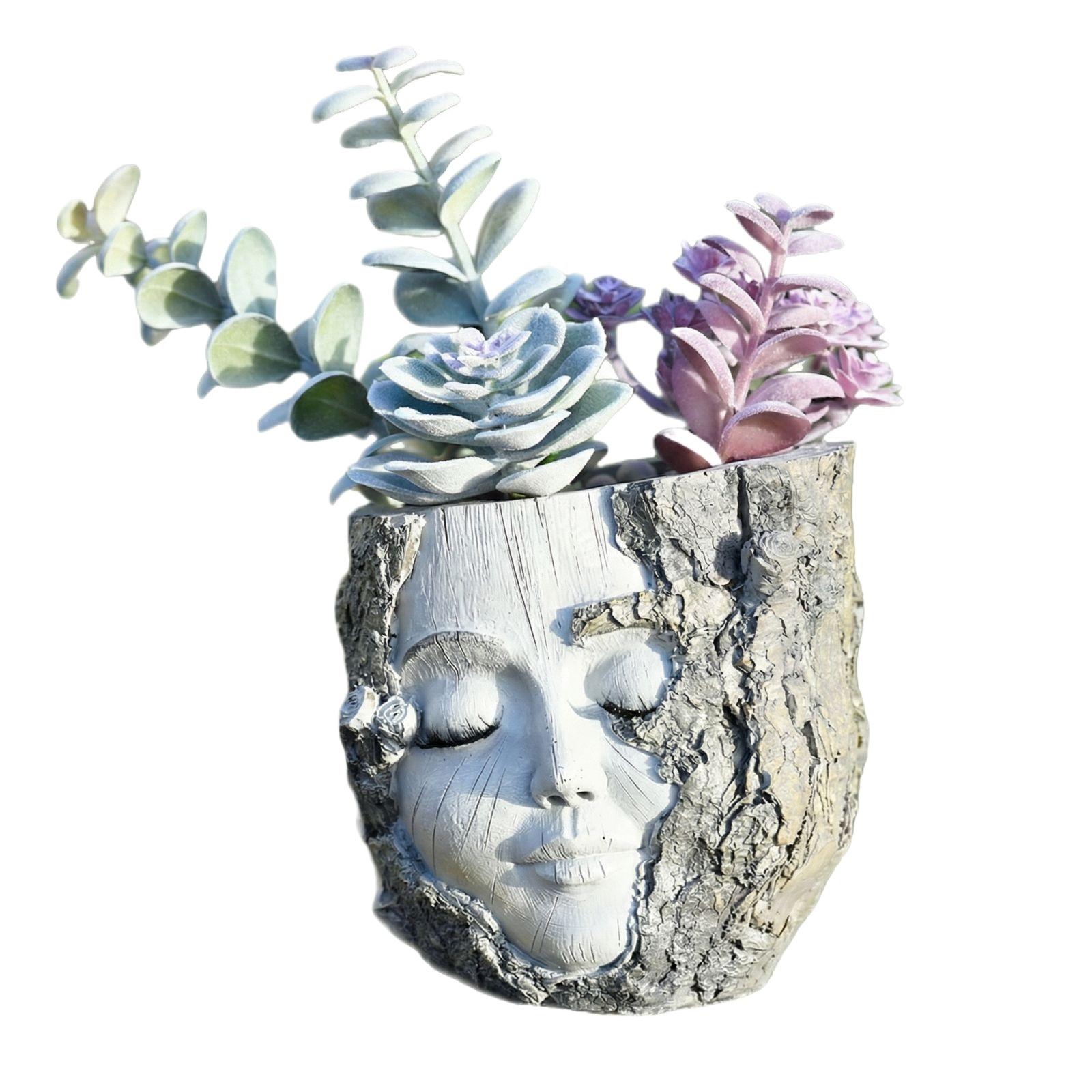 

Handmade Resin Face-shaped Planter With Drainage Holes - Face-shaped /flower Potted Plants, Suitable For Indoor And Outdoor Gardens And Patios. One Size белый