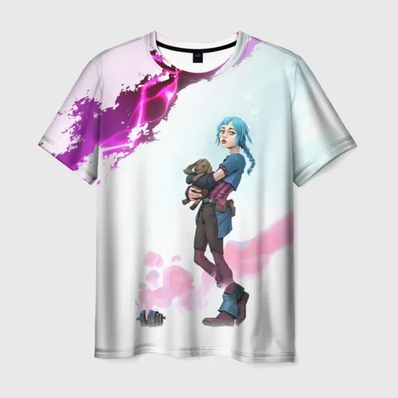 Populární tričko Jinx z Arcane League Potištěná Pánská/Dámská Anime Trička Letní s Kulatým Výstřihem a Krátkým Rukávem Pánský Dospělý Kreslený Top