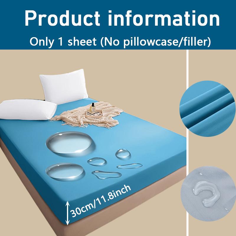 2025 Wasserdichtes Bettlaken, Weiches und Bequemes Bettzeug Spannbettlaken Einfarbig Matratzenschoner,(Ohne Kissenbezug)