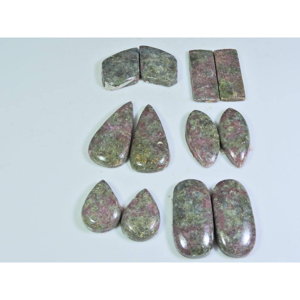 18-30MM Natural Rhodonite Matched Pair Mix Loose Gemstone 6 Pair Lot A-603