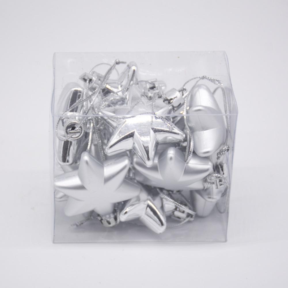 12Pcs Xmas Ball Xmas Tree Hanging Ornament Plastic Six Pointed Star Ball  Party Decor