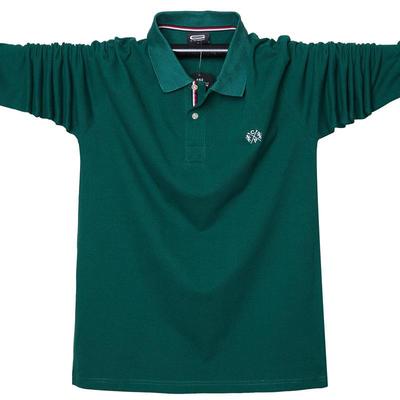New Loose Plus Men's Business Moisture Wicking Casual-Long Sleeve Lapel T Shirt Lightweight Soft Wrinkle Free Breathable Cotton Polo Shirt