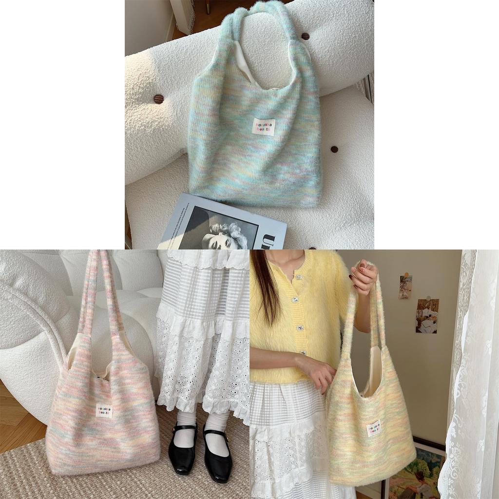 Cute Fuzzy Tote Bag For Autumn And Winter Large Capacity Canvas Single Shoulder Street Style