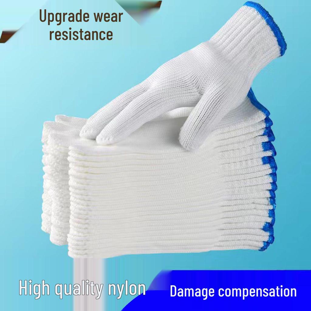 Durable Wear-Resistant Nylon Labor Gloves - Thickened Cotton Liners for Machinery & Construction, Unisex