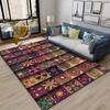 Bohemian Patchwork Printed Polyester Chair Mat, Non-Slip Water Absorbent Floor Rug, Large Area  Crystal Velvet for Home