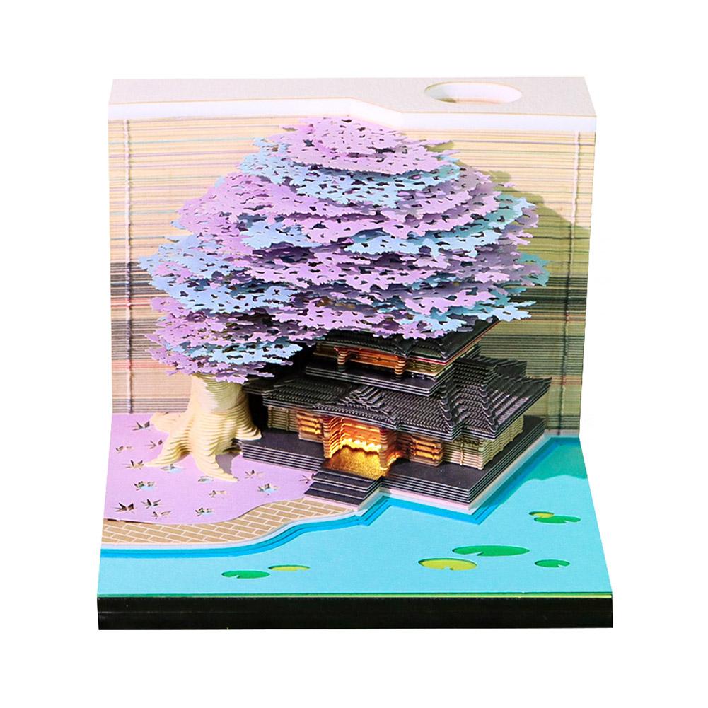 3D Paper Sculpture Weekly Calendar English Version With Lights Treehouse Notebook Desktop Decoration Tourist Commemorative Gift