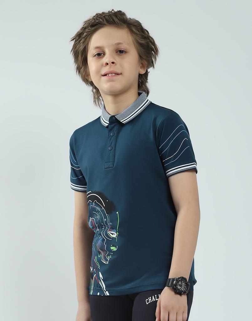 MONTE CARLO Boys's Regular Fit Printed Polo Half Sleeve T-Shirt