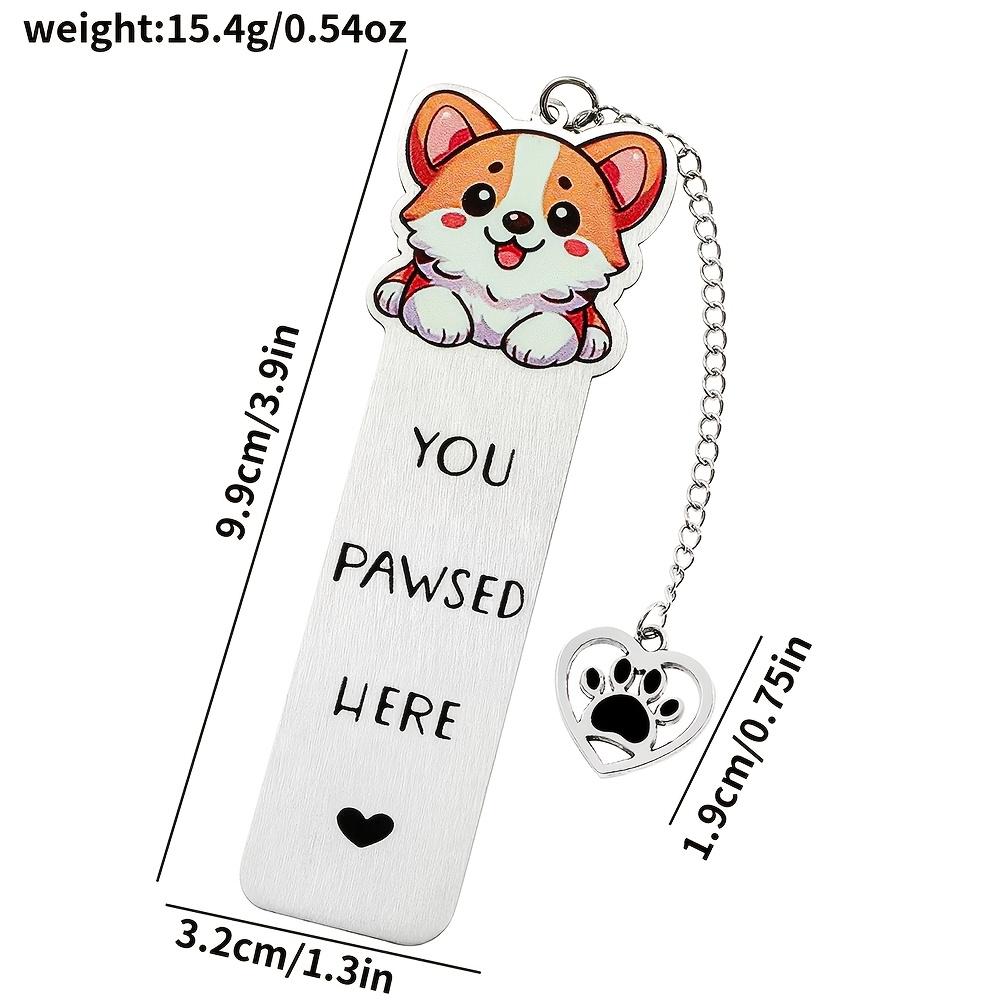 Bookmark with Paw Print Charm, Stainless Steel, "You Pawsed Here" Engraved, Perfect Gift for Dog Lovers and Book Enthusiasts