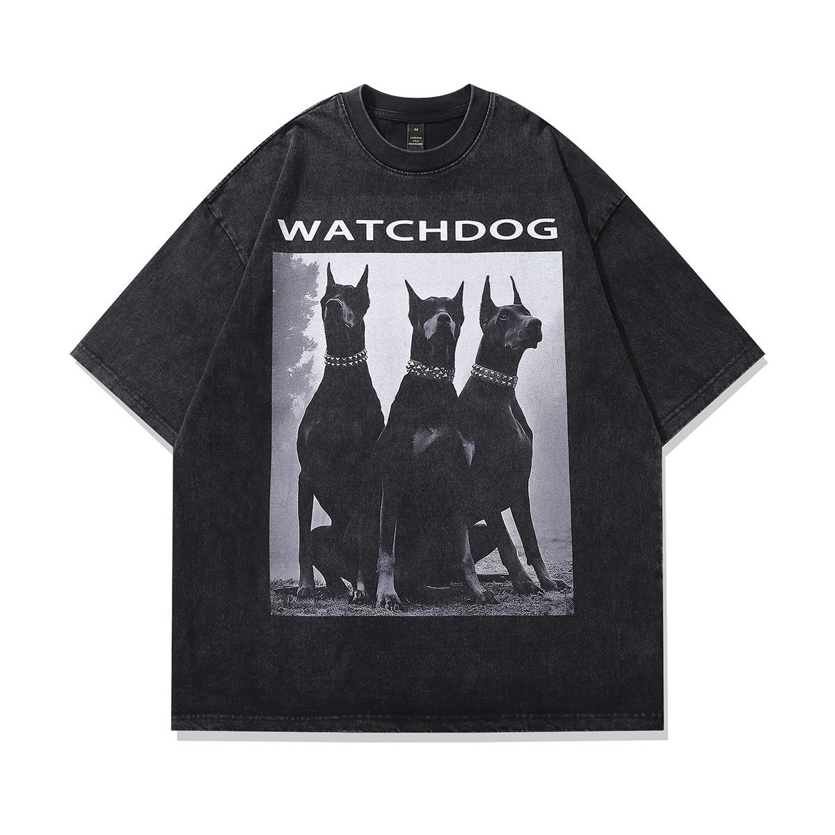 230G fabric cotton T European size TKPA Harajuku street tide brand cartoon printing heavy washing S