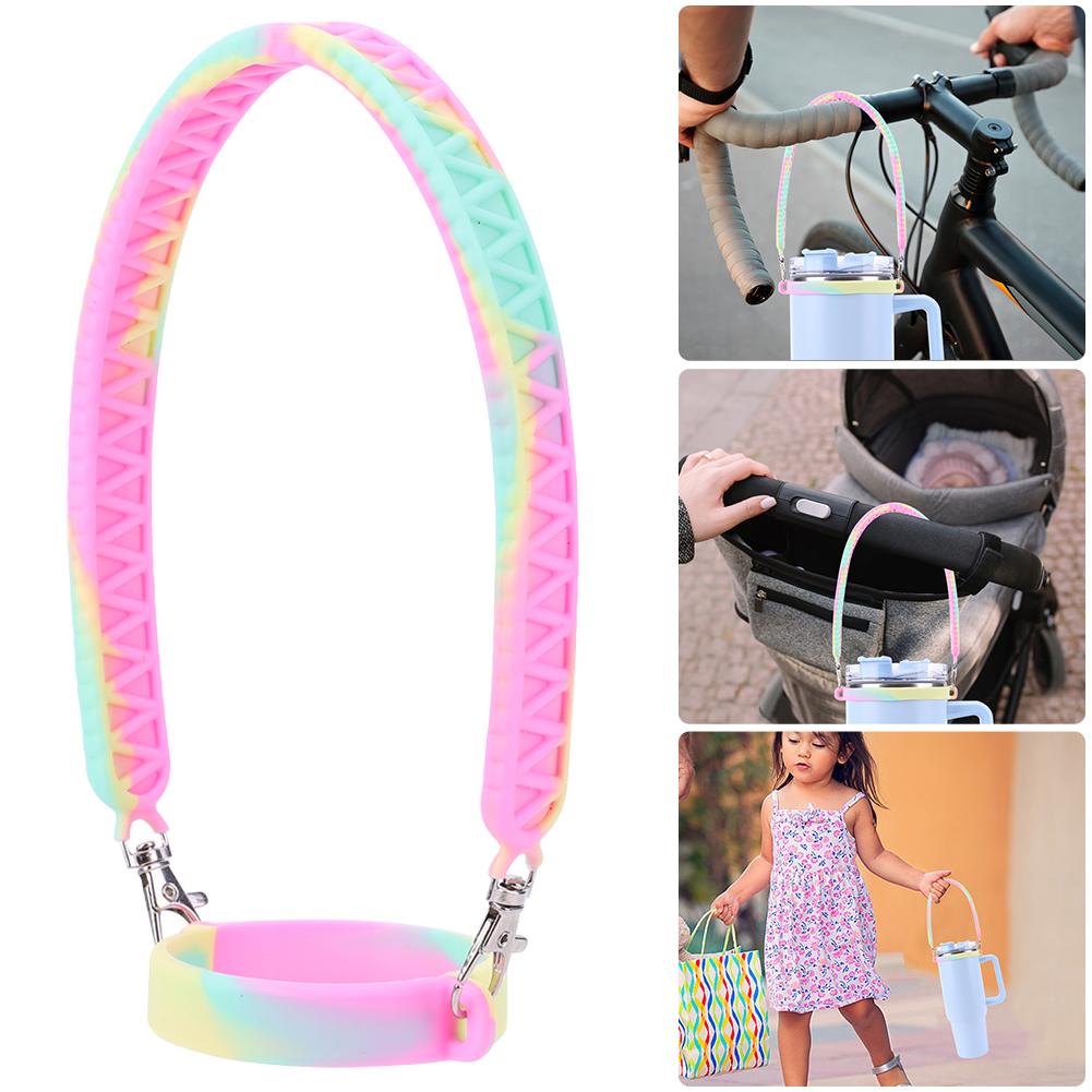 Silicone Water Bottle Handle Fit Most 8-40oz Bottle Water Bottle Strap Water Bottle Carrier for Stanley Cup Accessories