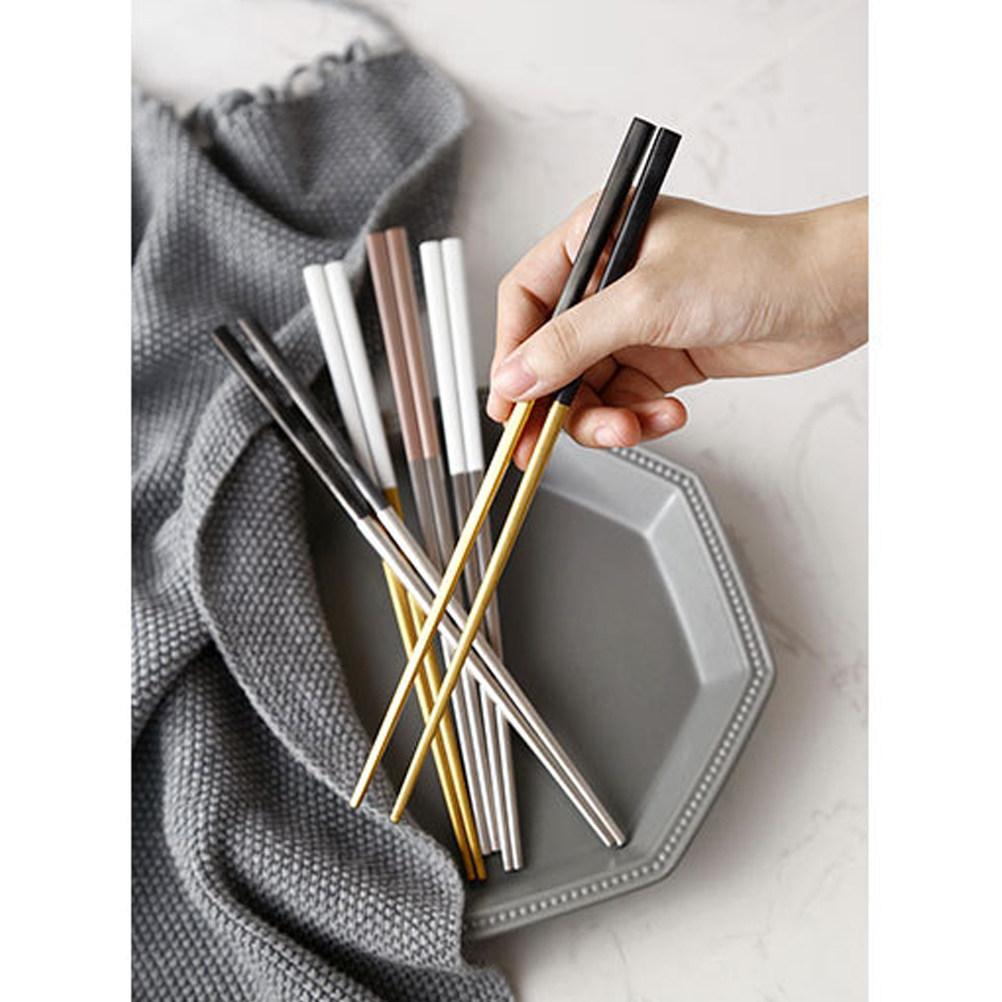 Stainless Steel Chopsticks 23Cm Brushed Finish Square Anti-Slip Reusable for Sushi Noodles Rice Family Dinner Party