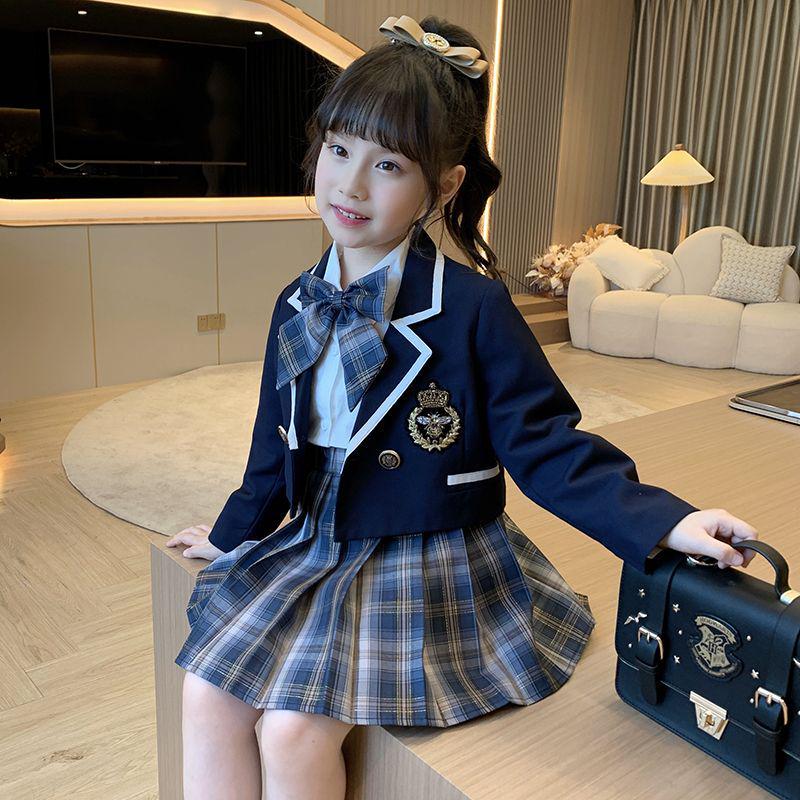 2024 Girls' Academy Style Three-Piece Fashion JK Uniform Set for Kindergarten & Big Kids