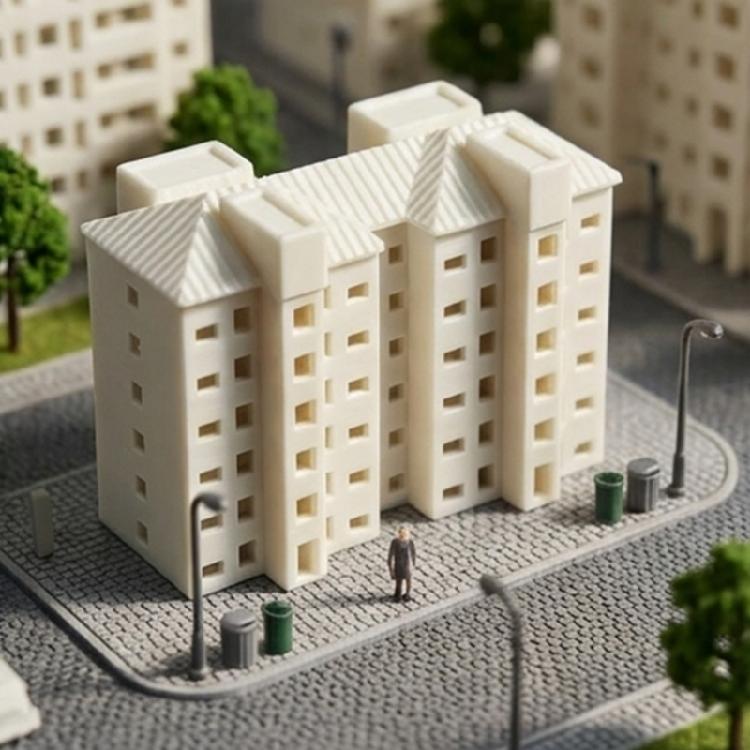 ABS 1:800 Scale Architectural Building Miniature Model for Railway Train Layout, Teaching Displays and Desktop Model Presentation