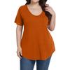 Women's Color Large Size V-neck Top Loose Pocket T-shirt