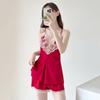 Suspender shorts pajamas women's summer sexy ice silk breathable and cool women's loungewear suit thin can be worn outside