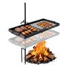 Heavy Duty Swivel Campfire Grill, 61cm Portable Camping Grill Grate & Griddle, Sturdy Steel BBQ Mesh