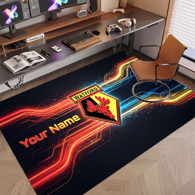Custom Rug Watford FC Pattern Print Name Text Soft Non‑Slip Floor Carpet for Home Indoor Decoration