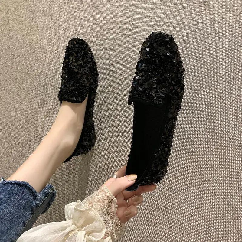 Fashion Round Toe Ladies Footwear Diamond Rhinestone Women's Flat Shoes Slip-on with Crystals Wholesale Cheap Clearance Young Low Price
