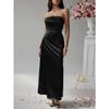 Female Slim Solid Color Strap Breast Evening Dress Long Skirt Women's Clothing