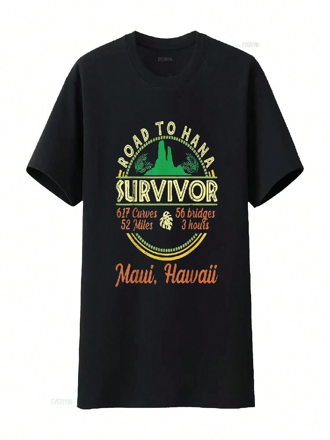 unisex Cool Hawaii Road Trip 2023 Maui To Hana Survivor Retro T Shirt Black Vintage Washed Unisex Comfortable Versatile Stretched S разноцветный