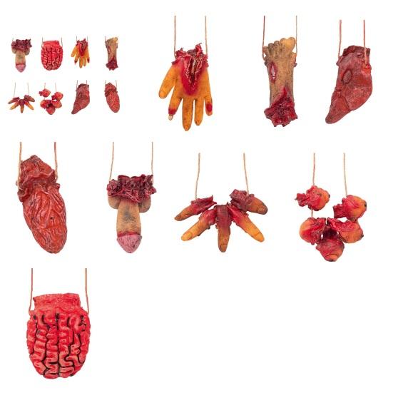 1/8Pcs Halloween Hanging Human Body Parts Decoration Simulation Broken Hands Legs Eyeballs Brain Heart