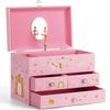 Creative Hand Drawn Unicorn Castle Princess Clockwork Style Music Box For Girls Children Jewelry Storage Music Storage Box