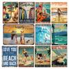 Plaques Metal Tin Sign Beach Holiday Surfing Wall Signs Art Decoration Vintage Tinplate Poster Bar Garage Garden Decor Plates