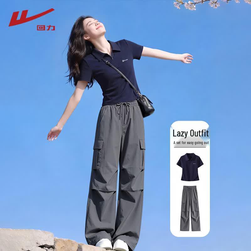 Warrior Women s Casual Polo Top & Wide Leg Pants Set S