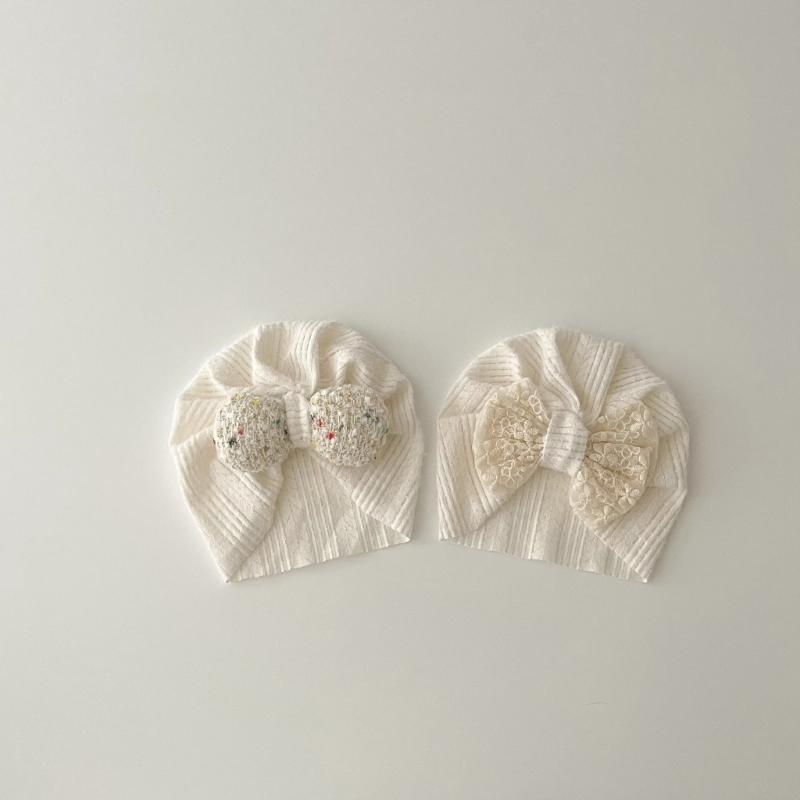 Baby Girls Princess Hat with Ear Protections, Newborn Lace Bonnet 0-12 Months Infant Beanie Cap Head Wrap Shower Gift