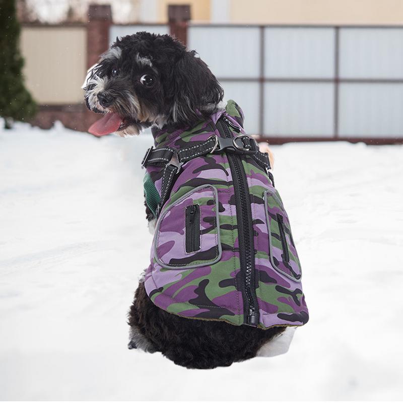 Reflective Winter Dog Clothes For Pet Waterproof Warm Dog Vest With Built-in Harness Puppy Ski Coats Jackets Pets Supplies