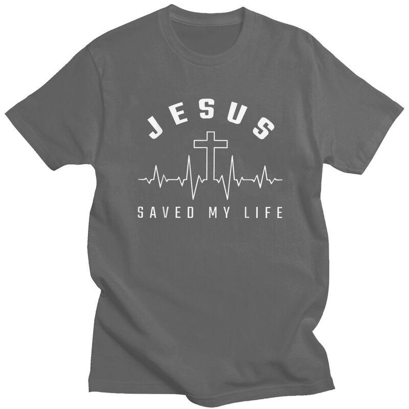 Individuelle Jesus Hat Mein Leben Gerettet T-Shirts Herren Kurzarm T-Shirt Cooles Christliches Religiöses Glaubens-T-Shirt Schlanke Passform 100% Baumwolle T-Shirts