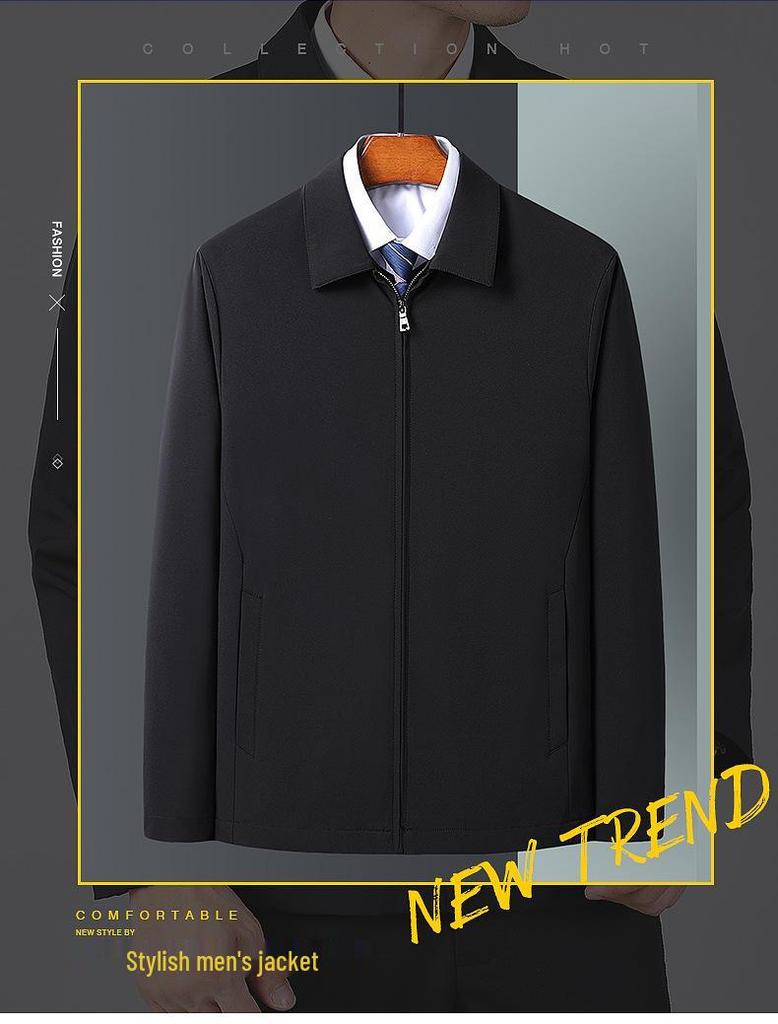 2023 Men's Spring Casual Business Jacket - Middle-Aged Fashion Trend, Turn-Down Collar
