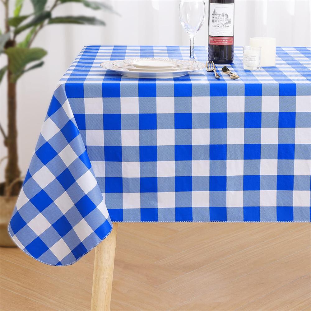 Olanly Rectangle Waterproof Table Cloth Buffalo Flannel Backed Tablecloth Wipeabl Plastic Table Cover For Dinner Kitchen Outdoor