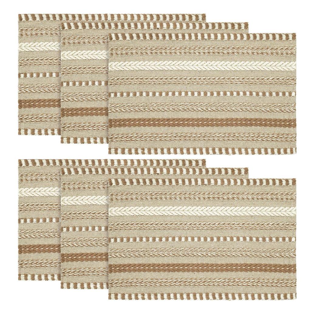 Black Farmhouse Woven Braided Stripe Placemats Set of 4,12x18 Inch Seasonal Holiday Table Mats Party Kitchen Dining Decoration