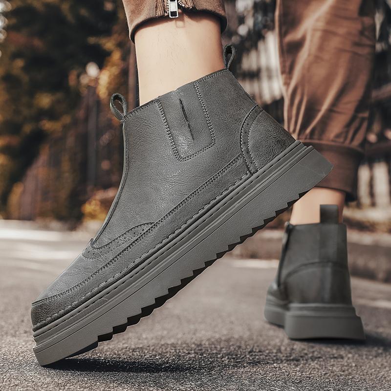 Mode Herren Klassische Retro Chelsea Boots Komfort Handgefertigte Lederstiefeletten High-Top Schuhe mit dicker Sohle Britischer Neuester Trendschuh
