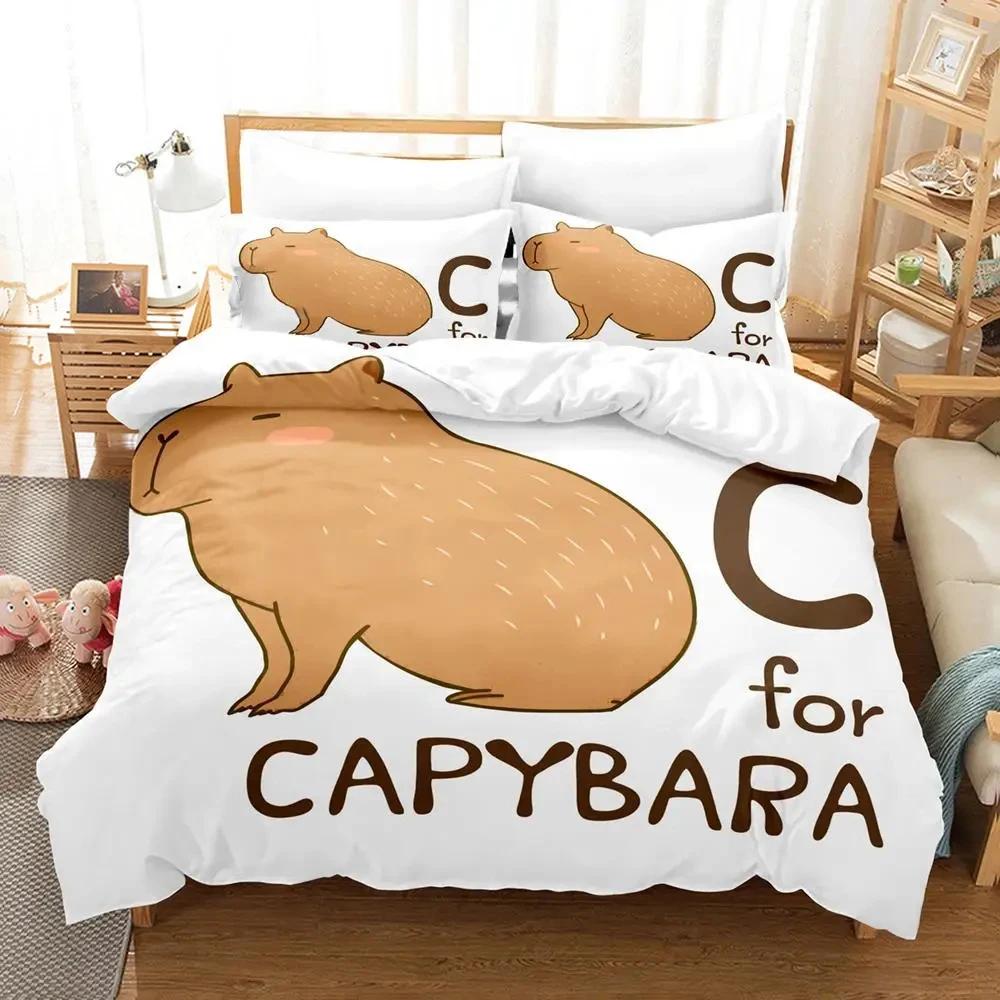 Capybaras Single Double Queen King Size Bedding Set Boys Bedroom Duvet Cover 3D Print Anime Bed Sheet Set Duvet Cover Bed Set