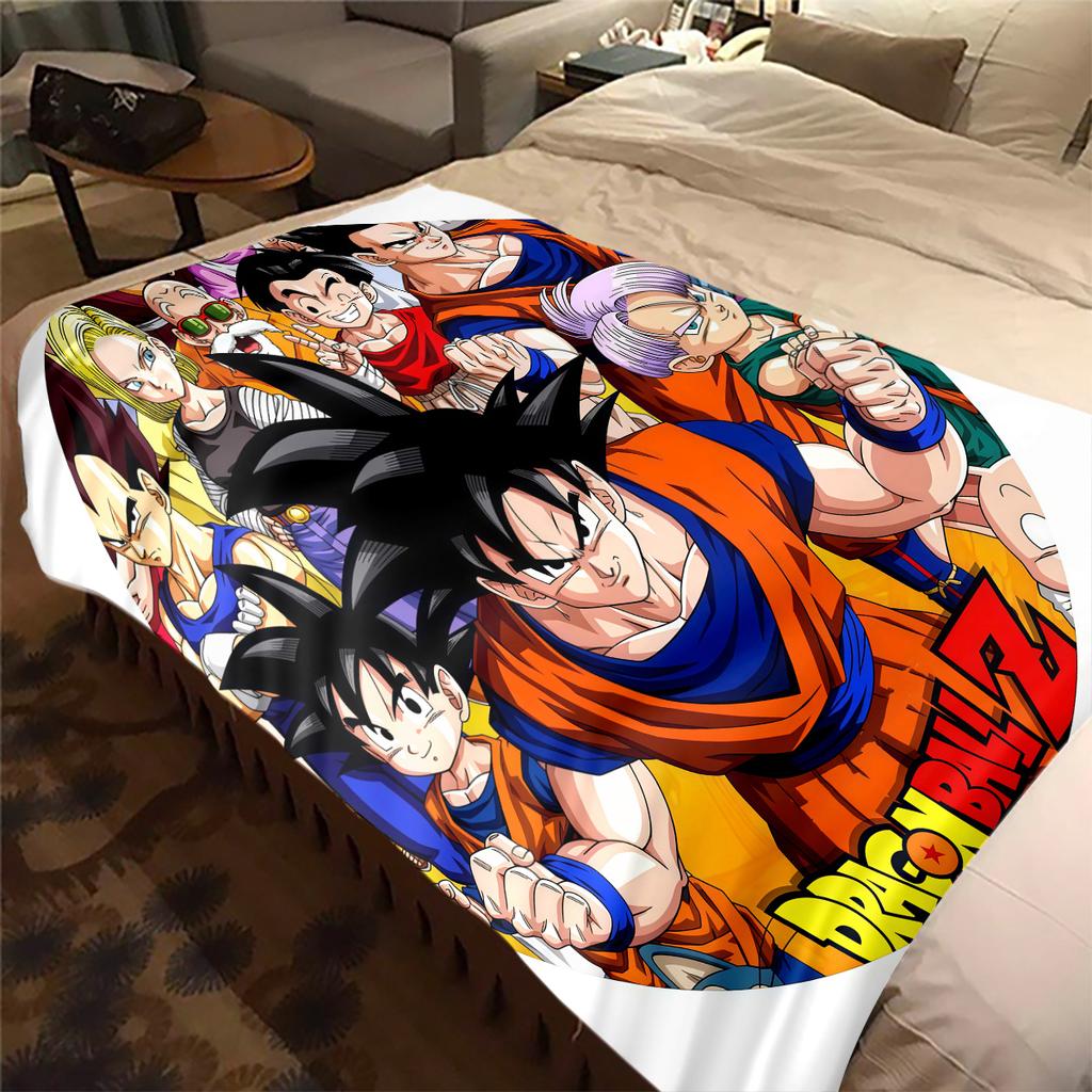 1 ks flanelová deka s potiskem Son Goku, Vysoce kvalitní pro všechna roční období, Domácí dekorace, Teplo a pohodlí, Perfektní jako vánoční dárky