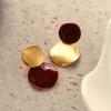 Fashion Asymmetric Frosted Earrings for Women Girls Exquisite Red Oil Dripping Circular Earrings Wedding Party Jewelry Gifts