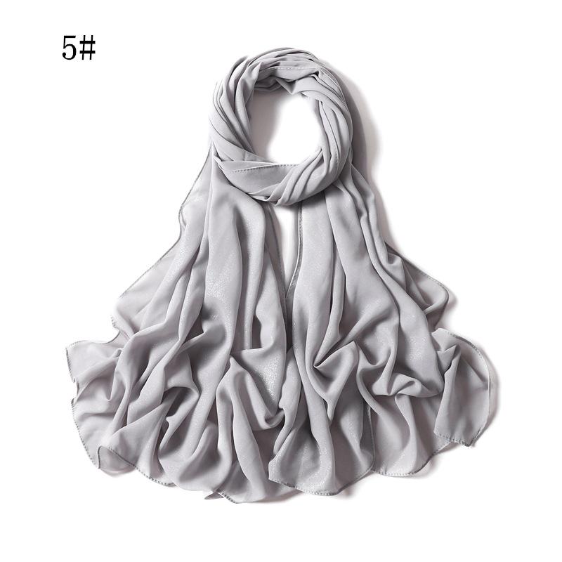 New Style Women's Silver Pearl Chiffon Long Scarf